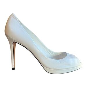 NWOB! Charles David Leather Peep Toe Stiletto Platform Heels White Siz…